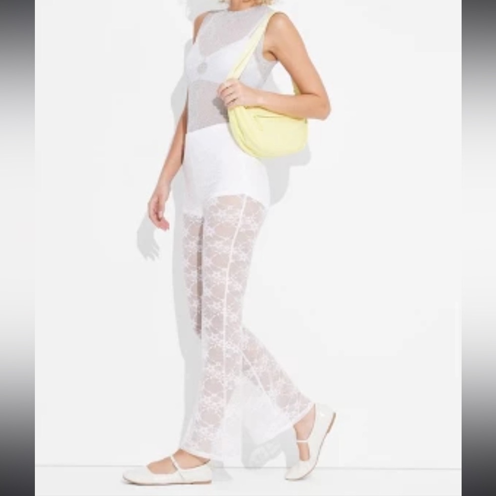 White Lace Flare Leggings